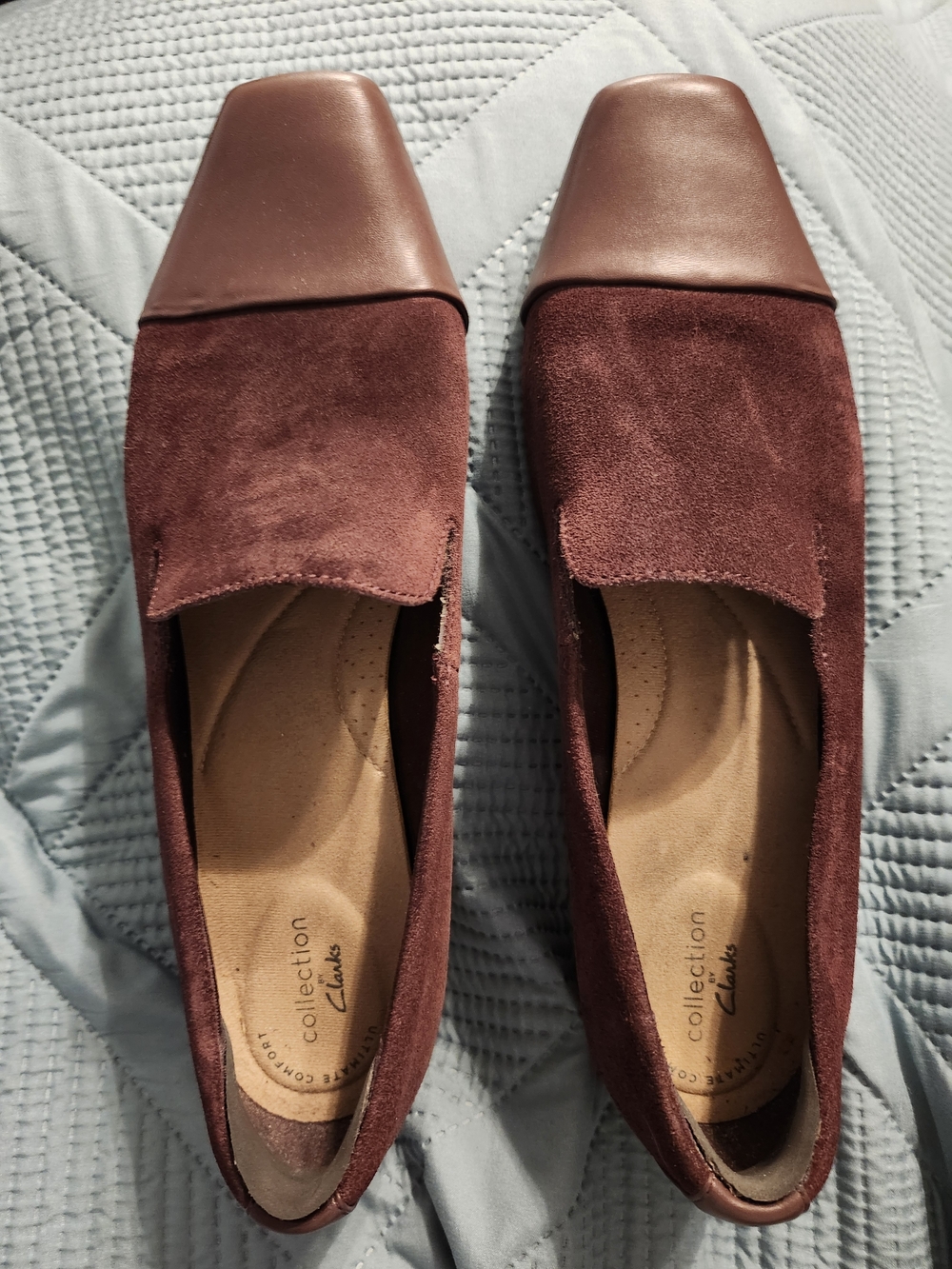 Clarks Women's Burgundy Suede Slip-On Loafers